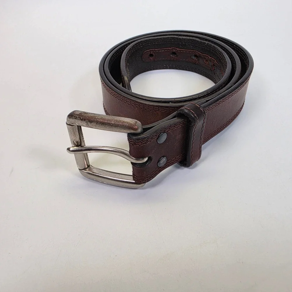Ariat Belt Men's 36 Brown Black Leather Western Workwear Silver Buckle Cowboy